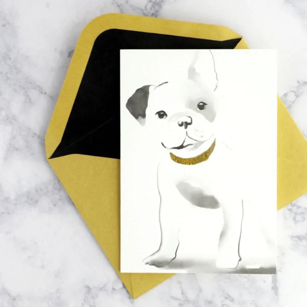 Papyrus Frenchie Bull Dog Blank Note Cards, 12 cards/Envelopes